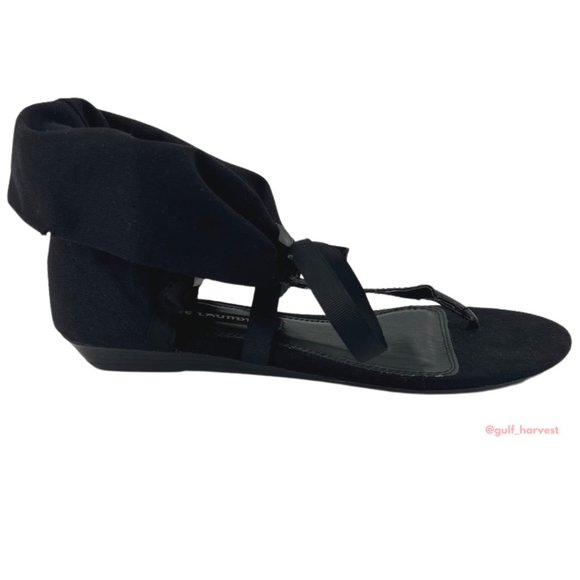 Chinese Laundry Women's Black Twill Sudoku Low Wedge Thong Sandal, Choose Size - Picture 8 of 14